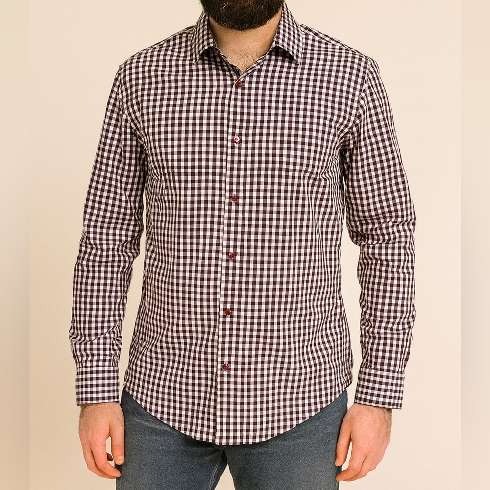 Express Purple and Blue‎ Plaid Button Down